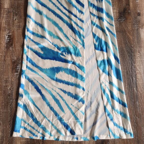 Retrofete Amika Dress in Blue Zebra Size XL Maxi Sleeveless Silk - Picture 5 of 13